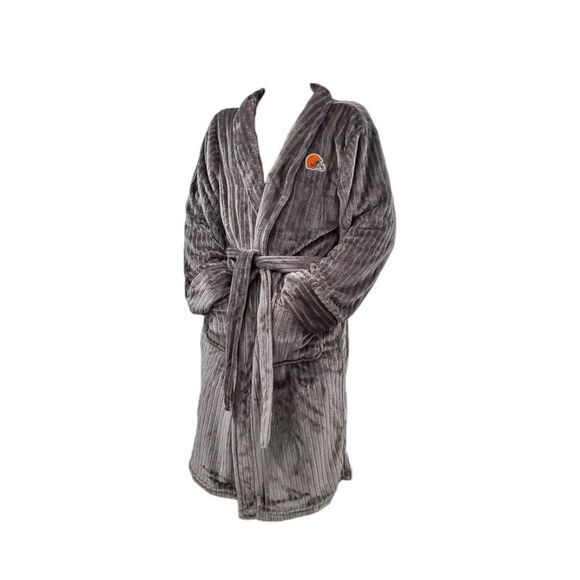NFL Cleveland Browns Ribbed Silk Touch Robe Grey, One Size - Picture 2 of 5